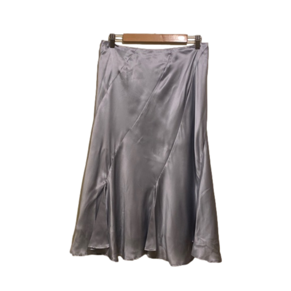 Cami NYC Silver Satin Midi Skirt
